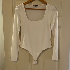 Dynamite White Long Sleeve Bodysuit